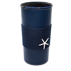 Marricreo Portaombrelli in ecopelle blu con inserti in corda> Portaombrelli