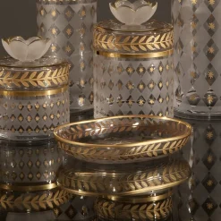 Griffe Montenapoleone by Vetrerie di Empoli Portasapone in vetro con foglie d'oro e d'alloro> Arredo Bagno