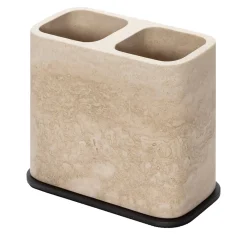 Giobagnara Portaspazzolino doppio in marmo beige Polo> Arredo Bagno