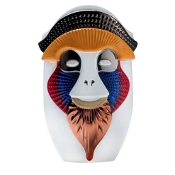 Bosa Primates Brazza Vaso in ceramica bianca lucida con dettagli in metallo Di Elena Salmistraro> Vasi Figurativi