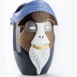 Bosa Primates Brazza Vaso in ceramica grigio piombo con dettagli in metallo Di Elena Salmistraro> Vasi Figurativi