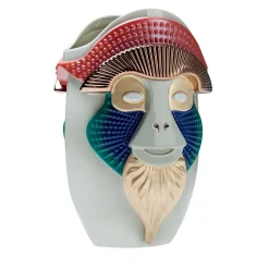 Bosa Primates Brazza Vaso in ceramica multicolore con dettagli in metallo di Elena Salmistraro> Vasi Figurativi