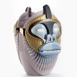 Bosa Primates Kandti Vaso in ceramica lilla lucida con dettagli in metallo Di Elena Salmistraro> Vasi Figurativi