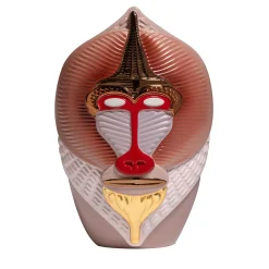 Bosa Primates Mandrillus Vaso in ceramica rosa lucido con dettagli in metallo di Elena Salmistraro> Vasi Figurativi
