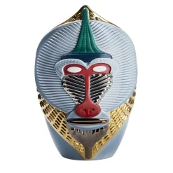 Bosa Primati Mandrillus Vaso in ceramica azzurra lucida con dettagli in metallo di Elena Salmistraro> Vasi Figurativi