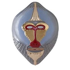 Bosa Primati Maschera Mandrillus Azzurro lucido con dettagli in metallo Scultura da parete di Elena Salmistraro> Sculture Da Parete