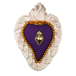 Cuore di Argilla Purple Rain Cuore in ceramica bianca e viola> Sculture Da Parete