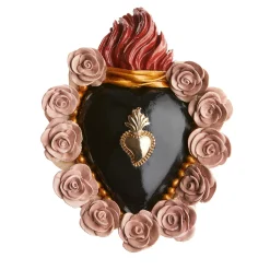 Cuore di Argilla QUALSIASI COSA ROSA CUORE SMALTATO NERO E ROSA> Sculture Da Parete