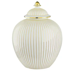 Le Porcellane Righe Oro Potiche> Vasi Con Coperchio