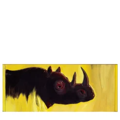 Daniele Nannini Rinoceronte nell'erba secca della savana Pittura a smalto su legno> Pannelli Decorativi