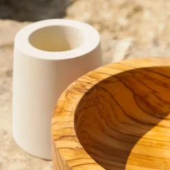 Pimar Limestone Rito N. 2 A Coppa Decorativa in Legno d'Ulivo e Pietra Leccese><noscript><img width=