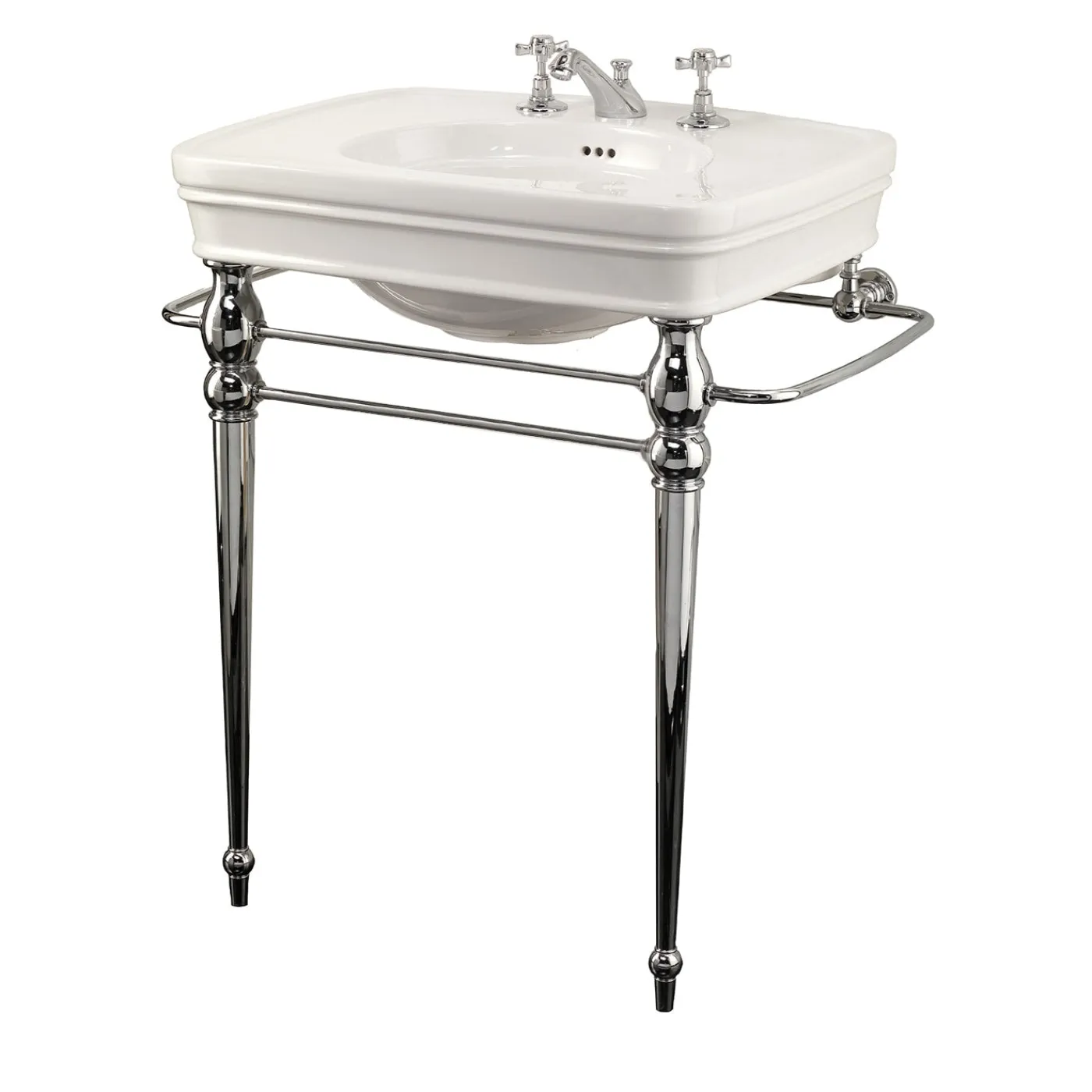 Devon&Devon Rose Consolle in ceramica bianca e finitura cromata> Lavabi E Vasche Da Bagno