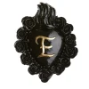 Cuore di Argilla ROSE PUNK CON INIZIALE DI CUORE IN CERAMICA NERA E FOGLIA D'ORO> Sculture Da Parete