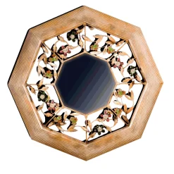 Mechini S/14 Specchio da parete ottagonale con intagli floreali> Specchi Da Parete
