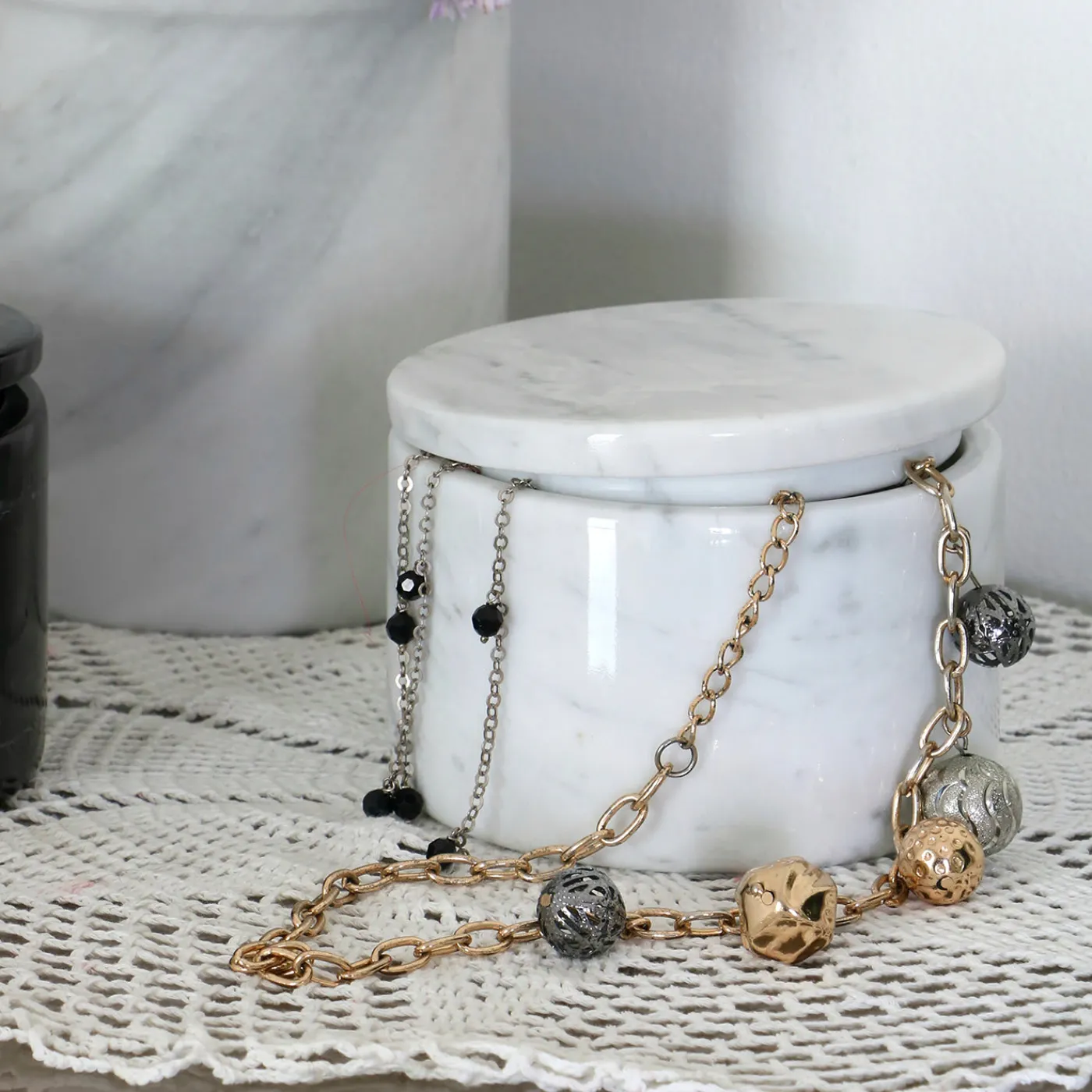 Carrara Home Design Scatola con coperchio in marmo bianco di Carrara> Scatole