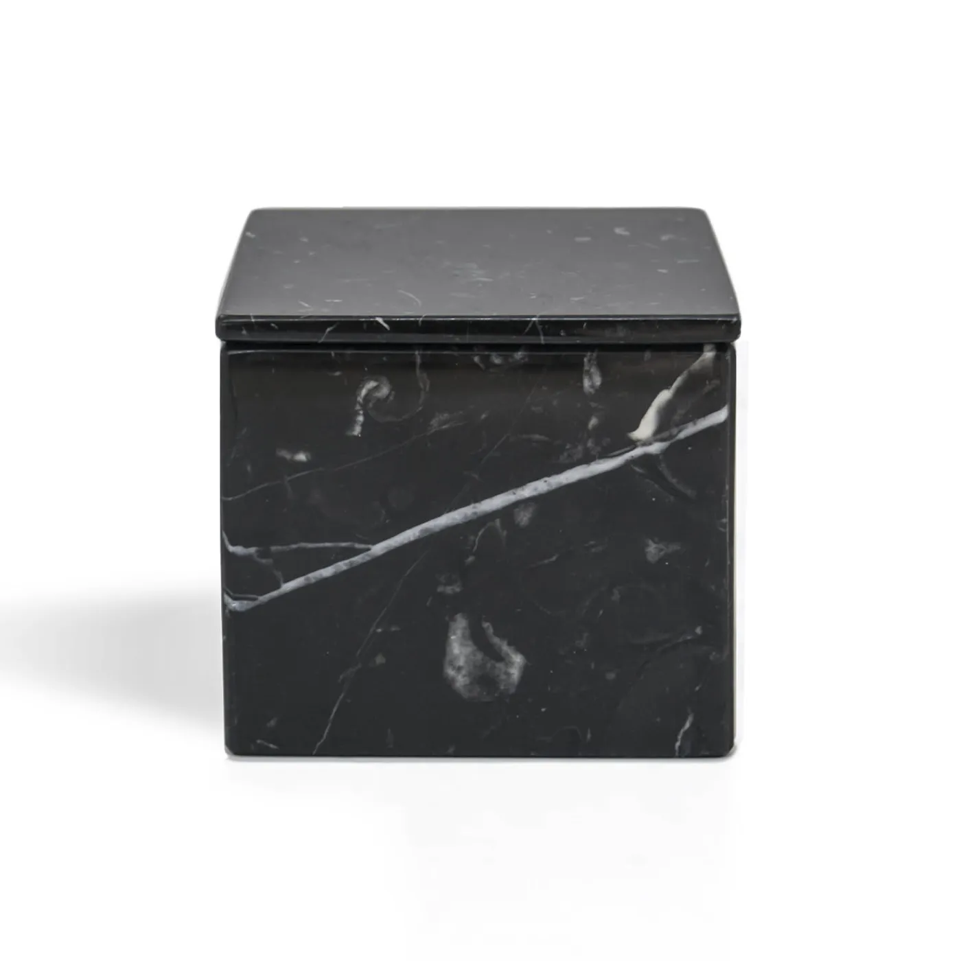 FiammettaV Home Collection Scatola cubica in marmo nero Marquina con coperchio> Scatole