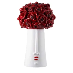 Patrizia Italiano Scatola Decorativa in Ceramica Rossa Il Papavero Testa Fiorita> Vasi Figurativi