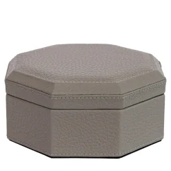 Cassigoli Scatola Ottagonale Del Monte in legno e pelle grigia luna> Scatole