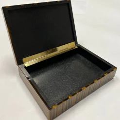 Obsydian Stone Scatola per gioielli Edfu con occhio di tigre> Portagioie