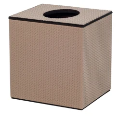 Pinetti Scatola quadrata in pelle marrone con coperchio magnetico> Arredo Bagno