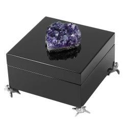 Petri Firenze Scatola quadrata nera con ametista> Scatole