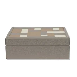 Cassigoli Scatola Ravenna in legno e pelle grigia luna> Scatole