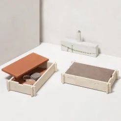 Giobagnara Scatola rettangolare in pelle e marmo Structura - Arancione><noscript><img width=