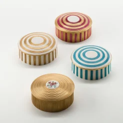 Cattin Porcellane Scatola rotonda Belle Epoque a righe dorate> Scatole