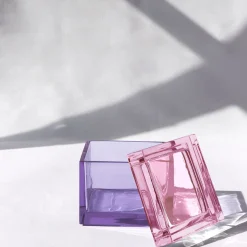 Studio Bojola Scatola Viola Chiaro In Cristallo Palmi><noscript><img width=