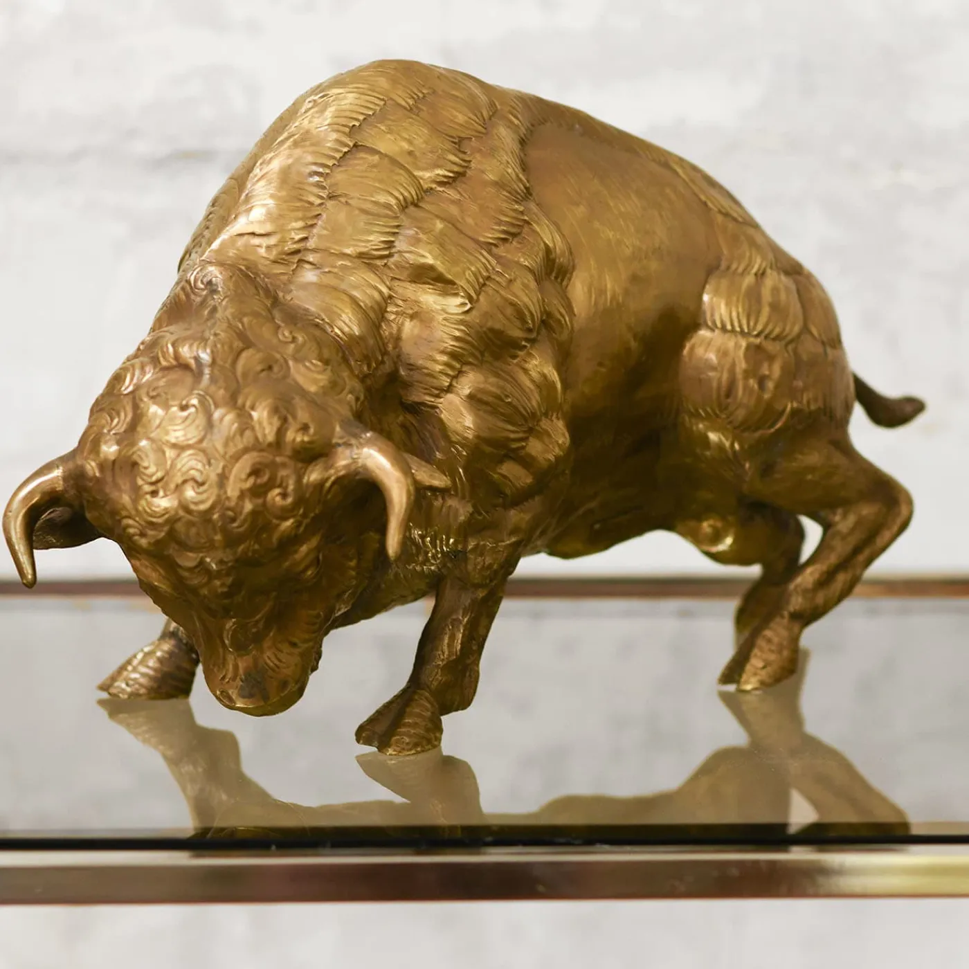 Molto Collectibles Scultura Bisonte Grande in Ottone> Statuine