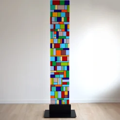 VéVé Glass Scultura da terra in vetro di Murano policromo Stele Flowers><noscript><img width=