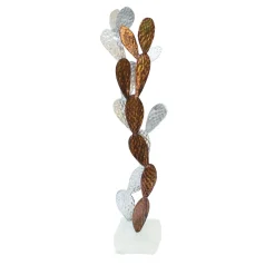 Officine Salvetti Scultura decorativa cactus doppia vite misto in alluminio naturale e bronzato> Sculture Decorative