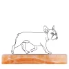 Profilo Scultura di Bulldog Francese in Passeggiata su Base in Onice Cappuccino> Statuine
