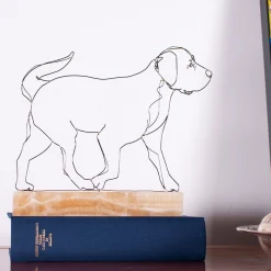 Profilo Scultura di Labrador in Passeggiata su Base in Onice Cappuccino><noscript><img width=