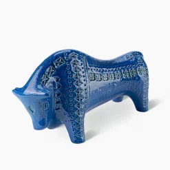 Bitossi Ceramiche Scultura di toro blu di Aldo Londi> Statuine