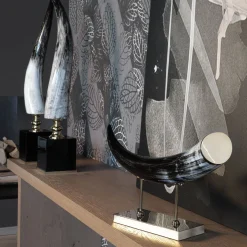 Petri Firenze Scultura in corno nero curvo><noscript><img width=