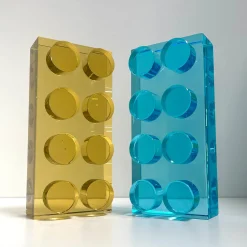 Ghirò Studio Scultura in cristallo giallo Brick realizzata a mano><noscript><img width=