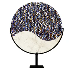 VéVé Glass Scultura in marmo e vetro policromo di origine blu> Sculture Decorative