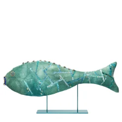 Anna Paola Cibin Scultura In Velluto Joyful Fish Verde Acqua> Statuine