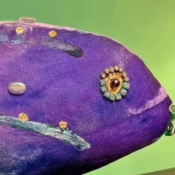 Anna Paola Cibin Scultura In Velluto Joyful Fish Verde E Viola> Statuine