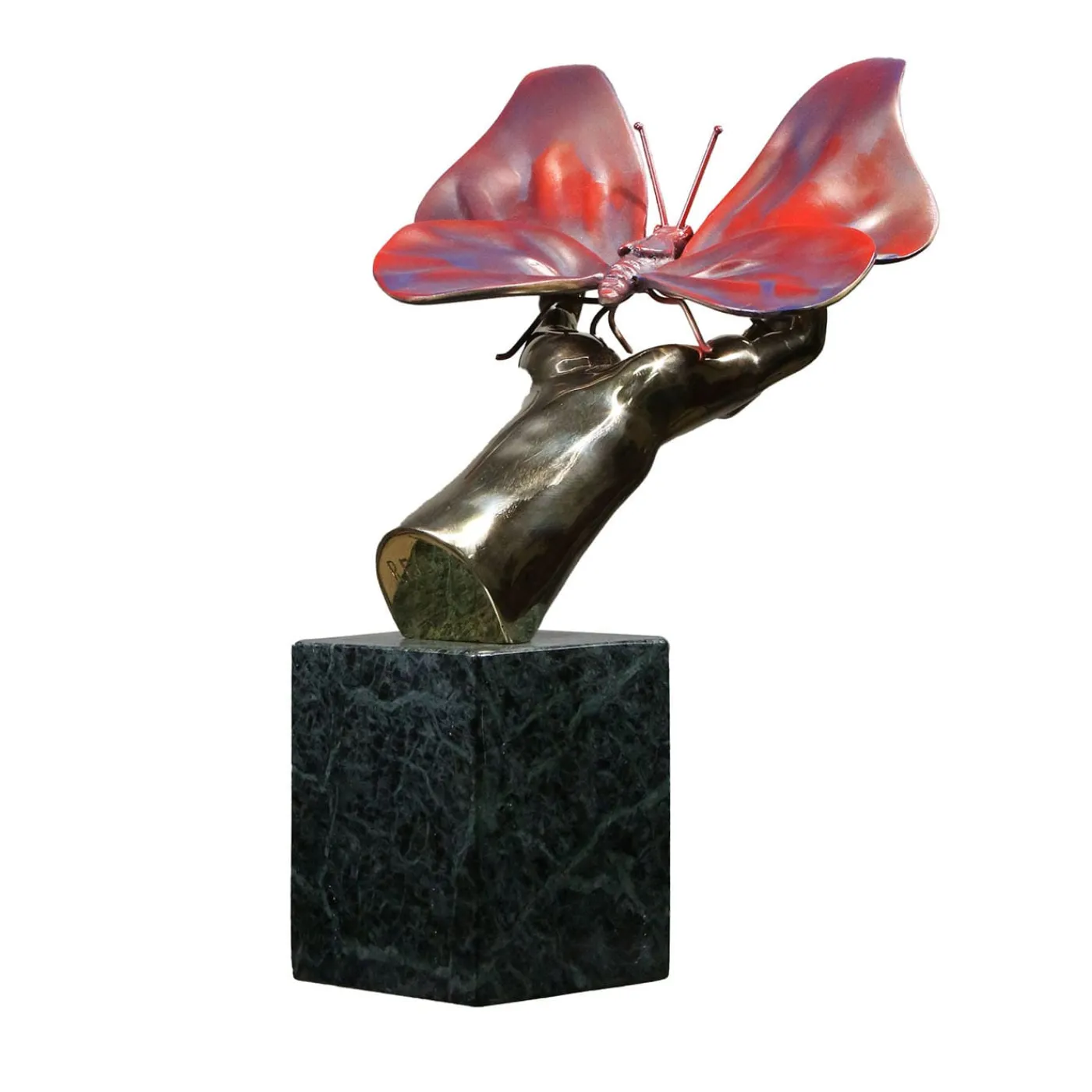 Fonderia Artistica Ruocco Scultura Mano Farfalla in bronzo policromo> Sculture Decorative