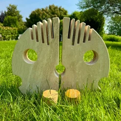 Espidesign by Paola Speranza Scultura Moon Double Face in Travertino Romano e Persiano><noscript><img width=