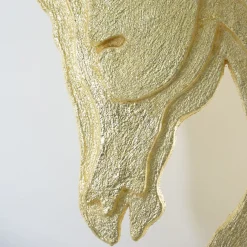PB Studio Artigiano Scultura Testa Di Cavallo Dorata Con Base In Scaglie Di Marmo> Statuine