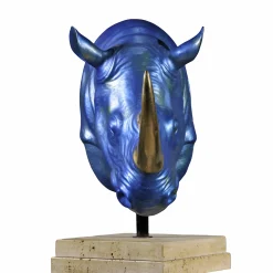 Fonderia Artistica Ruocco Scultura Testa di Rinoceronte in bronzo blu><noscript><img width=