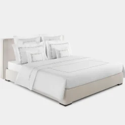 Biancoperla Set copripiumino ricamato Recoleta in Cotone Satinato Bianco><noscript><img width=