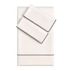 Biancoperla Set copripiumino ricamato PIPING in Cotone Percalle Bianco> Biancheria Da Letto