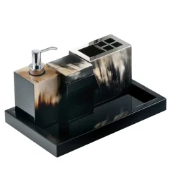 Arcahorn Set da bagno Iris 4 pezzi in corno nero> Arredo Bagno