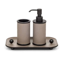 Pinetti Set da bagno Olimpia 5 pezzi in pelle brunita/beige> Arredo Bagno