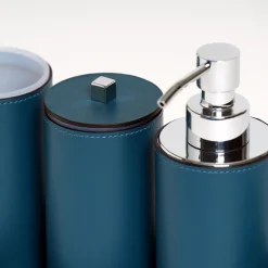 Pinetti Set da bagno rotondo in pelle blu Poseidon> Arredo Bagno