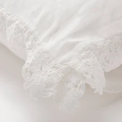 Once Milano Set da letto in lino bianco con pizzo siciliano><noscript><img width=